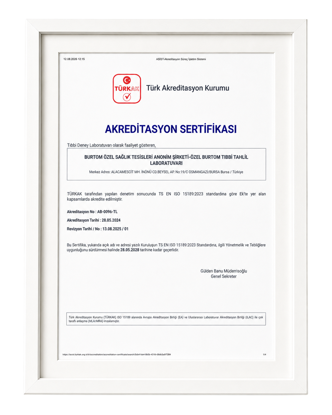 TS EN ISO 15189:2023 Tıbbi Laboratuvar Akreditasyon Sertifikası
